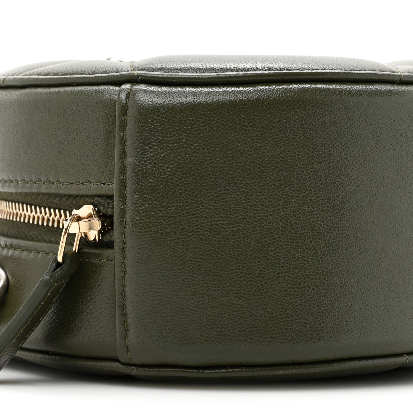 Lambskin Quilted Chanel 19 Round Clutch With Chain Khaki