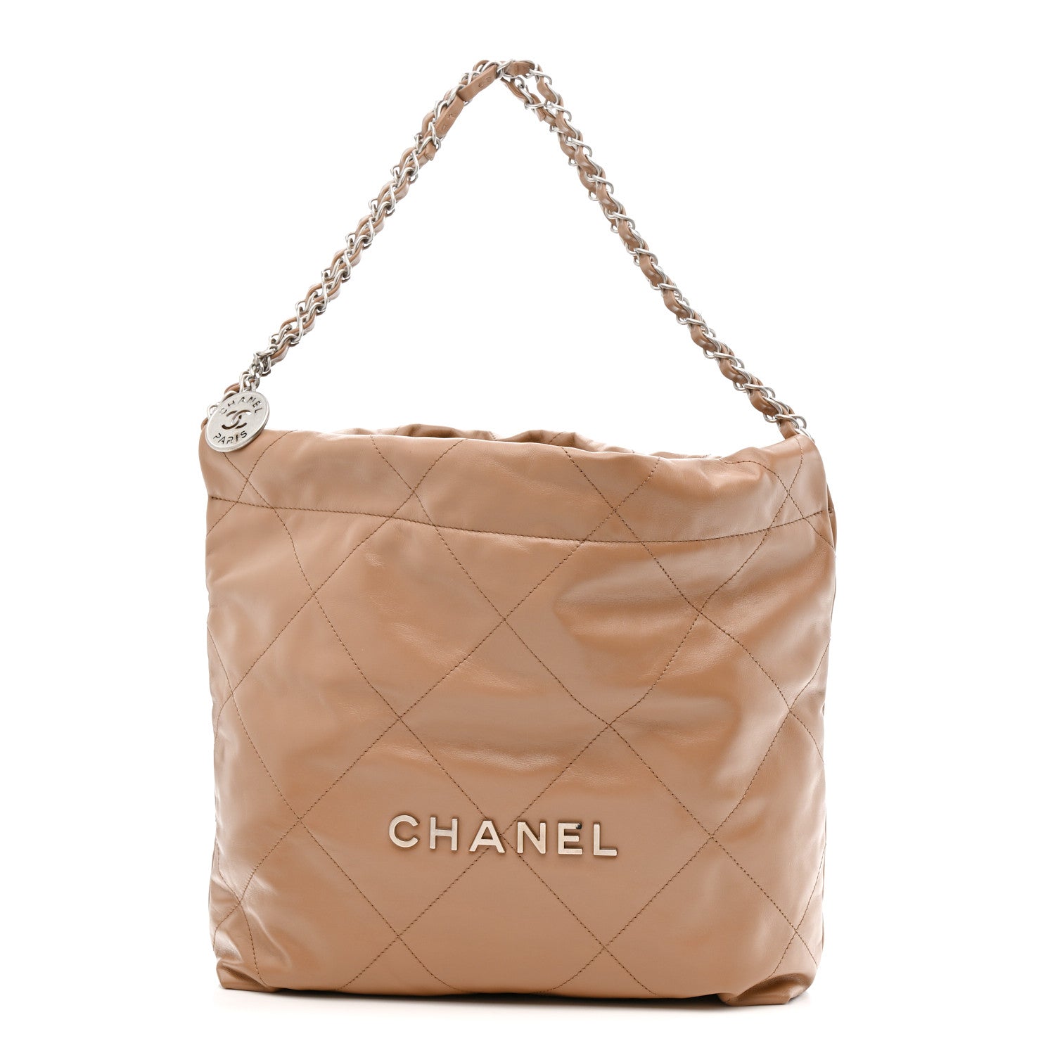 Chanel Shiny Calfskin Quilted Small Chanel 22 Beige 1 of 11