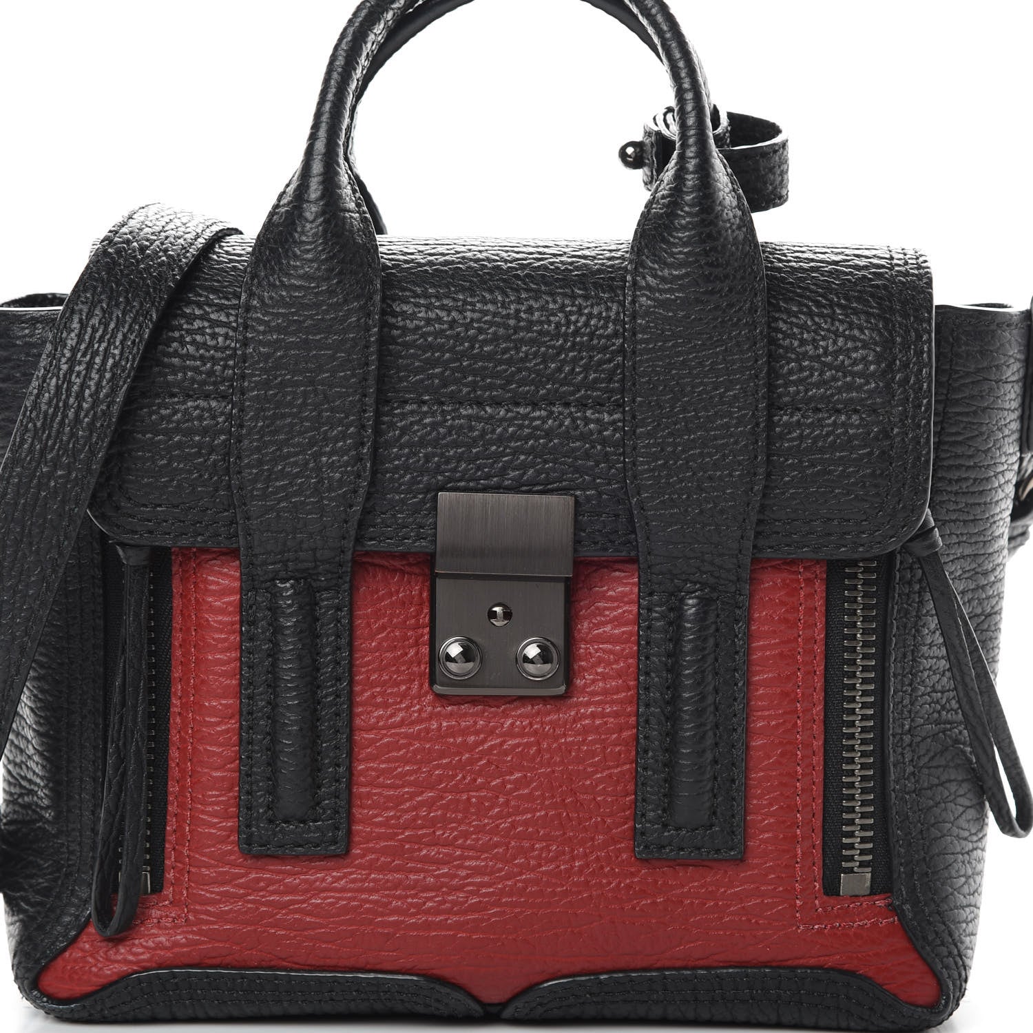 3.1 Phillip Lim 3.1 Textured Calfskin Mini Pashli Satchel Crimson Black 8 of 15