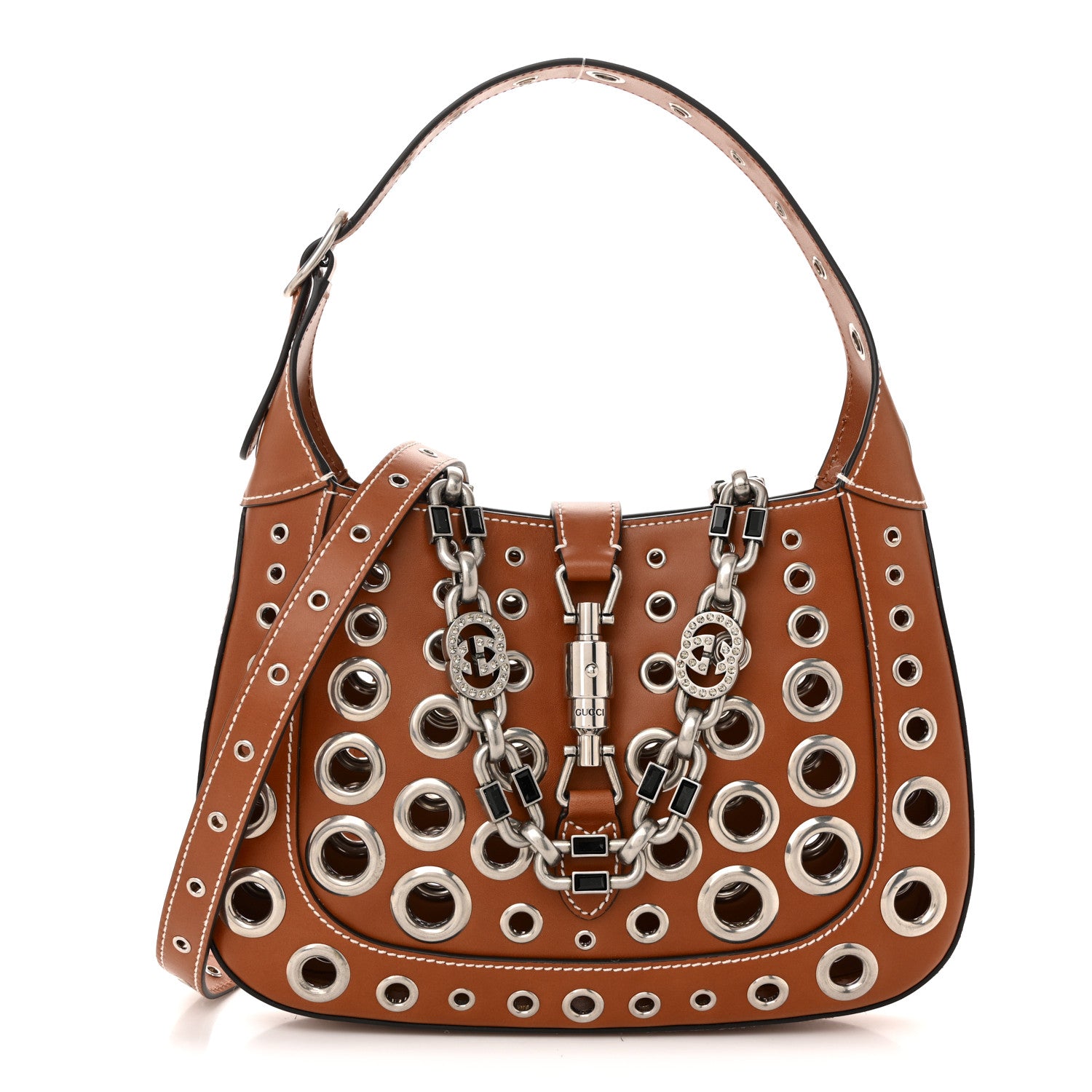 GUCCI レアバーキン Gucci Calfskin Ha Ha Ha Jackie 1961 Eyelet Hobo Cuir 1764981