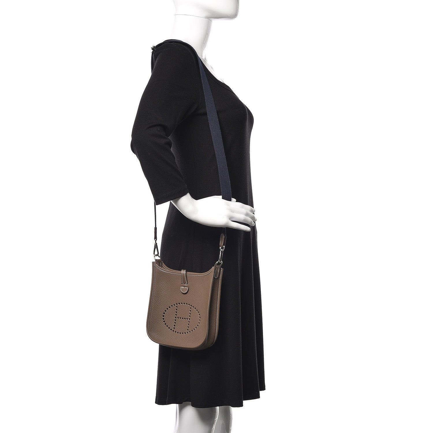 Hermes Taurillon Clemence Amazone Evelyne TPM Etoupe Bleu Indigo 2 of 11