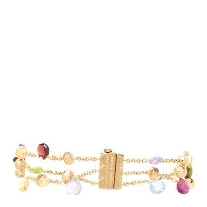 Marco Bicego 18K Yellow Gold Multi Gemstone Paradise Triple Strand Bracelet 3 of 3