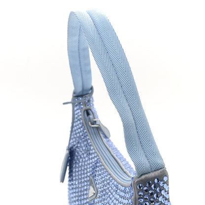 Prada Satin Crystal Mini Re-Edition 2000 Bag Celeste 12 of 12