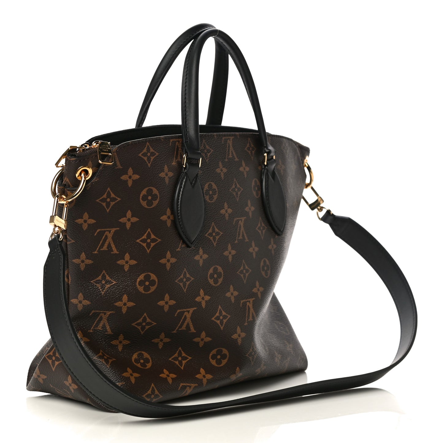 Monogram Flower Zipped Tote MM Black