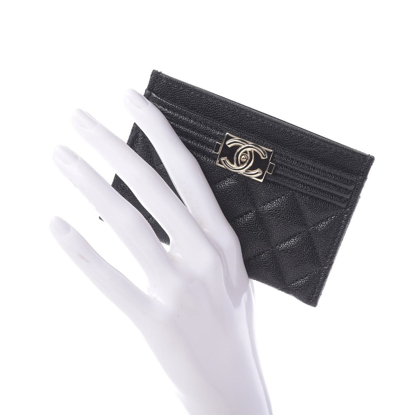 Caviar Quilted Boy Card Holder Black