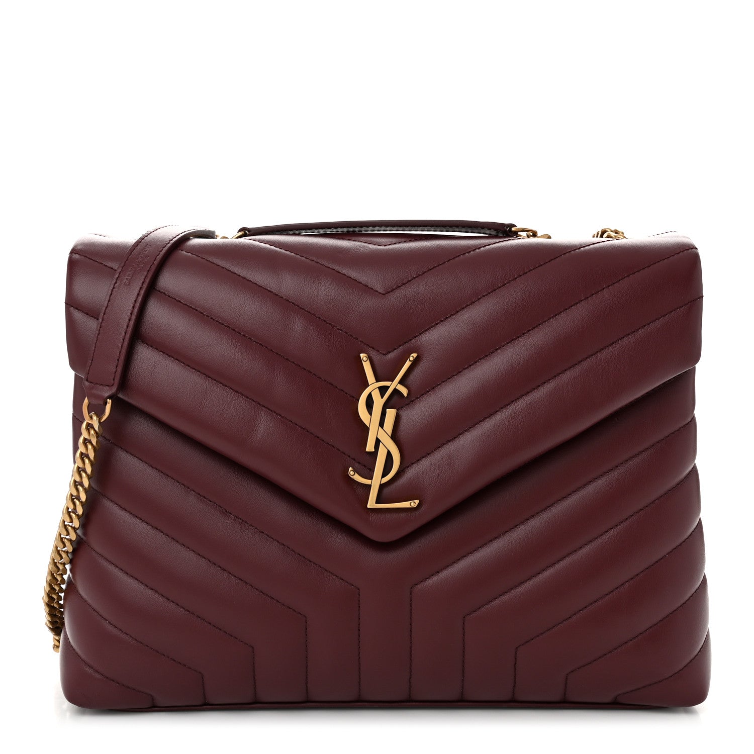 Saint Laurent Calfskin Y Quilted Monogram Medium Loulou Chain Satchel Rouge Legion 1 of 11