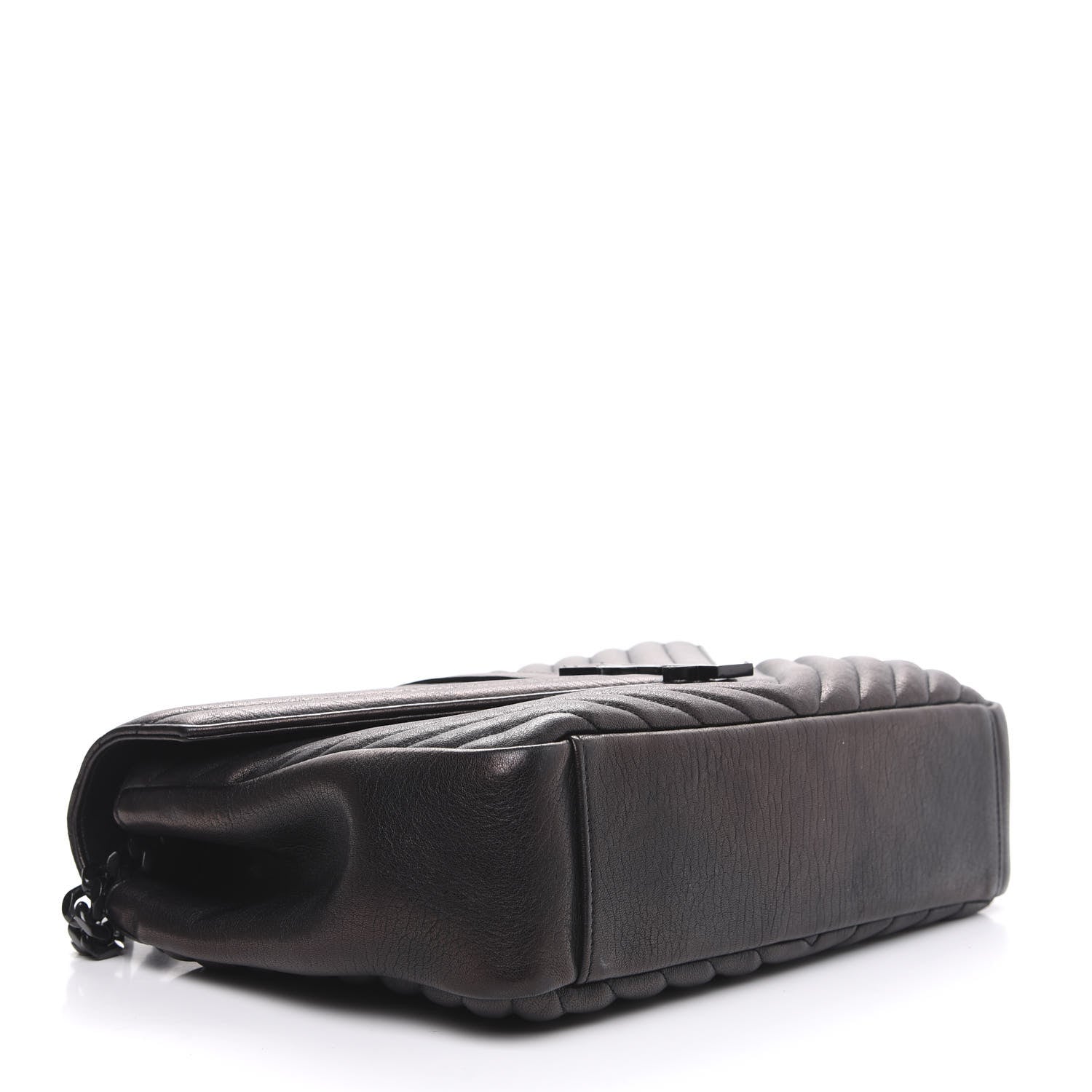 Saint Laurent Sheepskin Matelasse Chevron Monogram Monochrome Large College Satchel Black 5 of 15