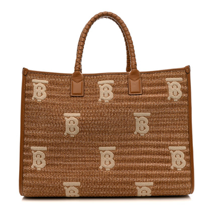 Burberry Raffia Calfskin Medium Freya Tote Natural 1 of 13