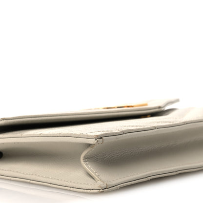 Saint Laurent Grain De Poudre Matelasse Chevron Monogram Envelope Chain Wallet Blanc Vintage 8 of 12