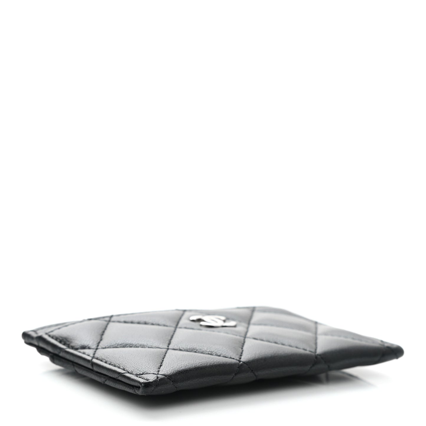 Lambskin Quilted Card Holder Black