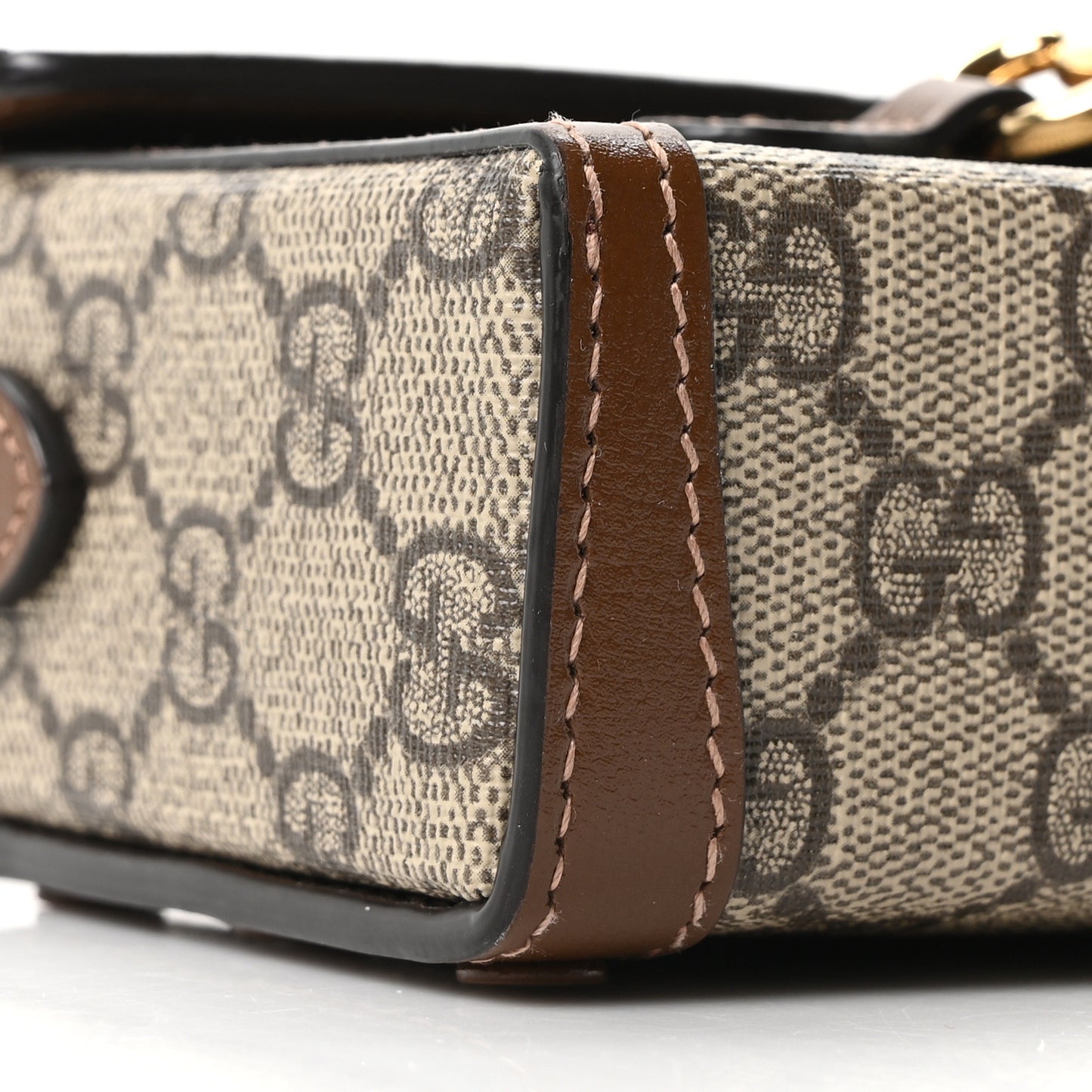 GG Supreme Monogram Mini Horsebit 1955 Shoulder Bag  Beige Brown Sugar