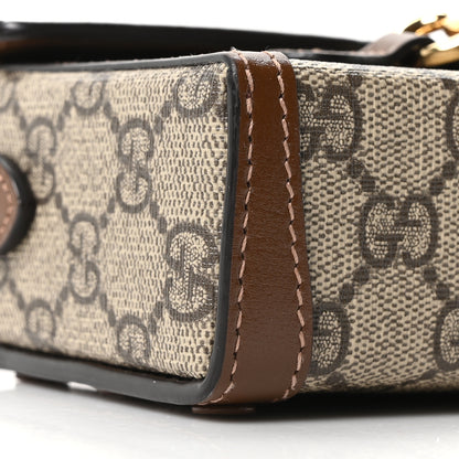 Gucci GG Supreme Monogram Mini Horsebit 1955 Shoulder Bag  Beige Brown Sugar 8 of 9