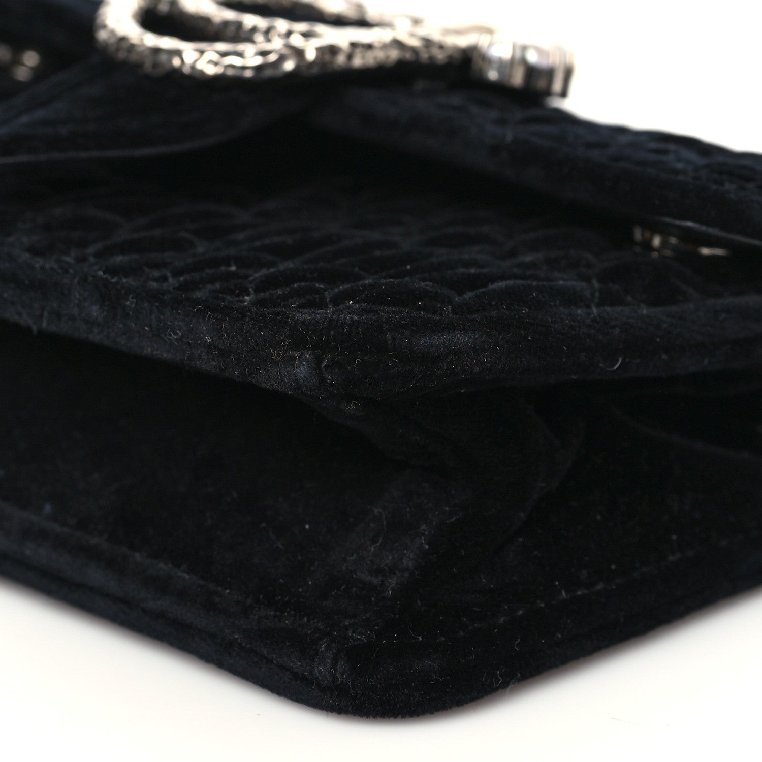 Miu Miu Velvet Matelasse Pearl Embellished Chain Clutch Black 8 of 8