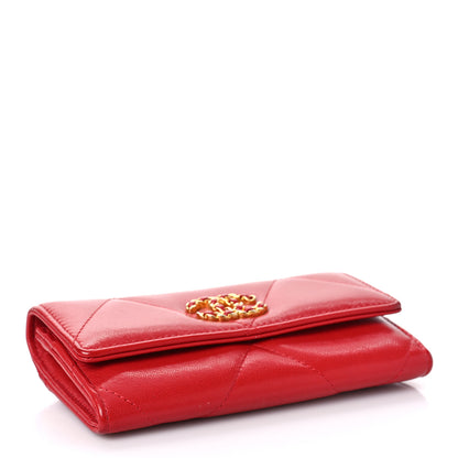 Chanel Goatskin Quilted Chanel 19 Flap Wallet Red 4 of 10
