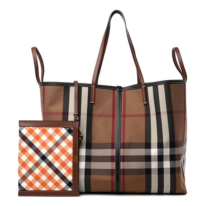 Burberry Vintage Check XL Beach Tote Dark Birch 2 of 13