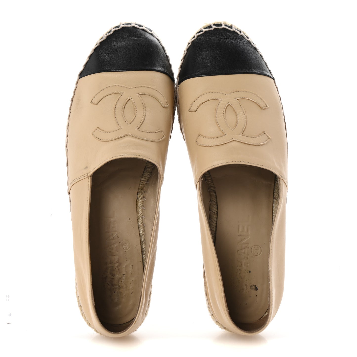 Lambskin CC Espadrilles 40 Beige Black