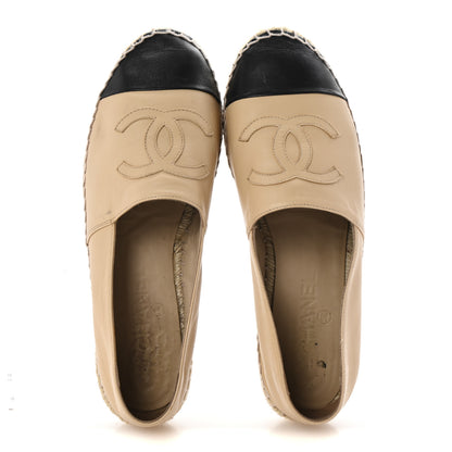 Chanel Lambskin CC Espadrilles 40 Beige Black 2 of 11