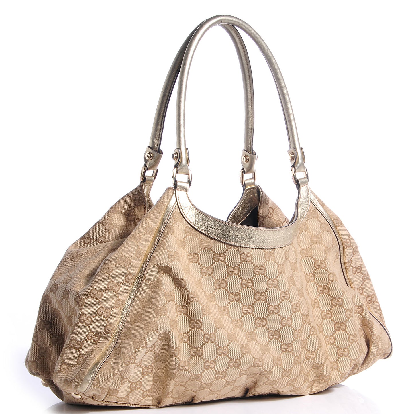 Monogram D Gold Large Shoulder Bag Metallic Gold