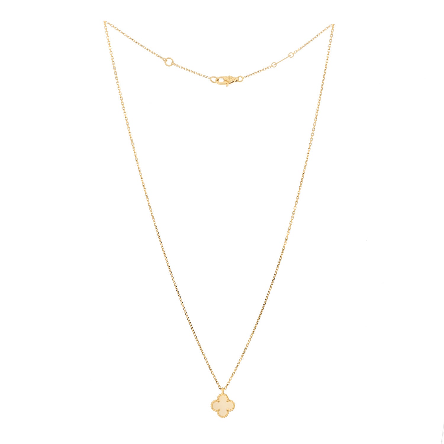 Van Cleef & Arpels 18K Yellow Gold Mother of Pearl Sweet Alhambra Pendant Necklace 3 of 6