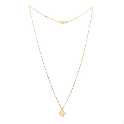 Van Cleef & Arpels 18K Yellow Gold Mother of Pearl Sweet Alhambra Pendant Necklace 3 of 6