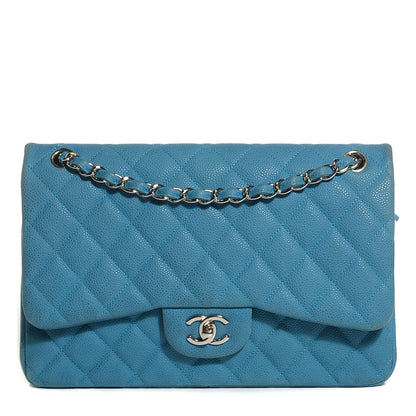 Chanel Iridescent Caviar Quilted Jumbo Double Flap Blue 1 of 9