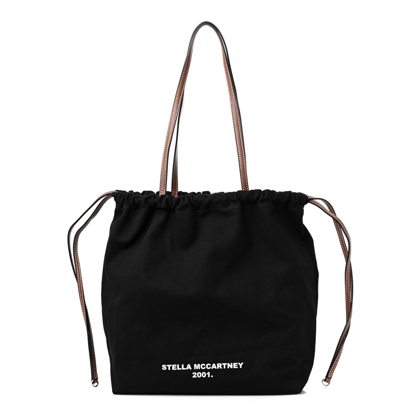 Canvas Printed Drawstring Tote Bag Black