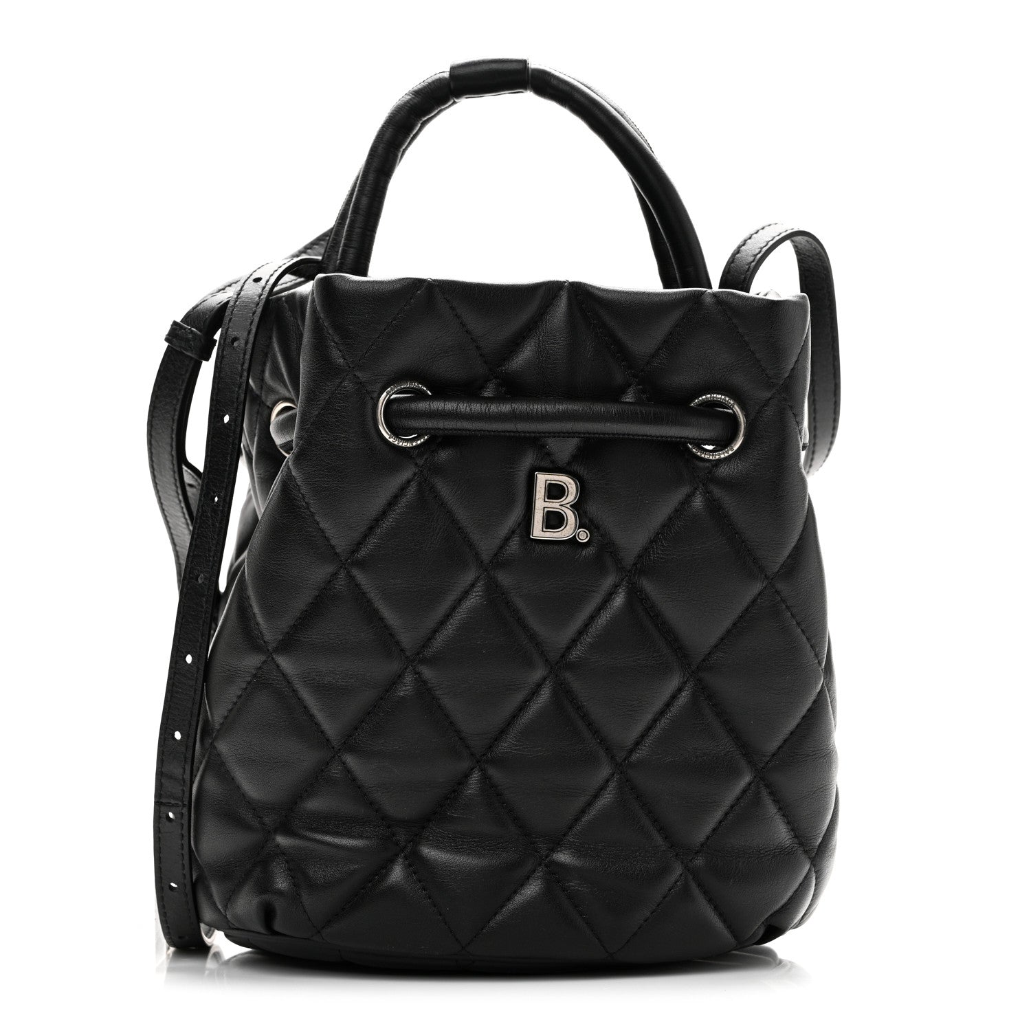 Balenciaga Nappa Calfskin Quilted Touch B Bucket Bag Black 1 of 9