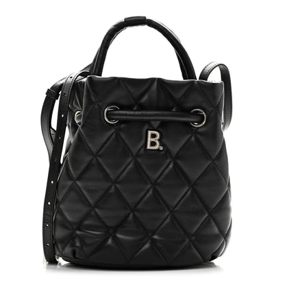 Balenciaga Nappa Calfskin Quilted Touch B Bucket Bag Black 1 of 9