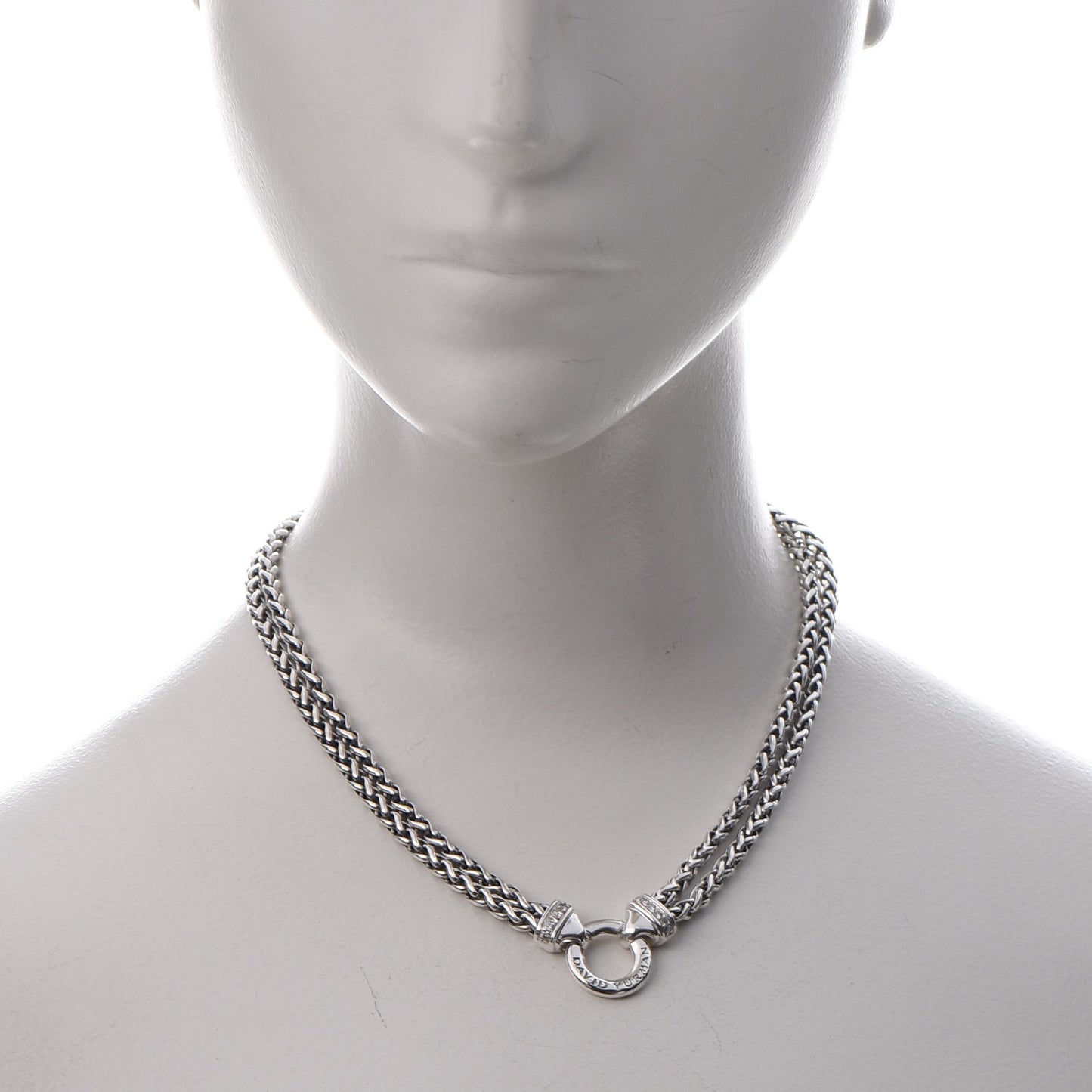 Sterling Silver Diamond Double Wheat Chain Necklace