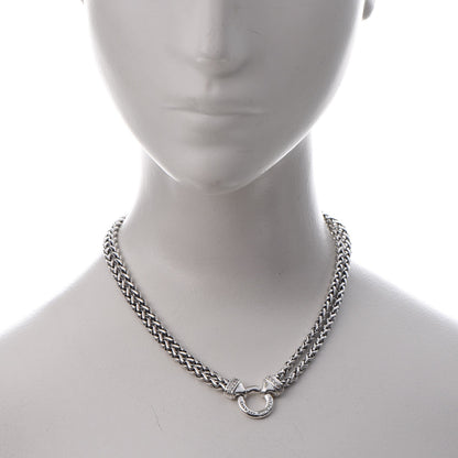 David Yurman Sterling Silver Diamond Double Wheat Chain Necklace 2 of 3