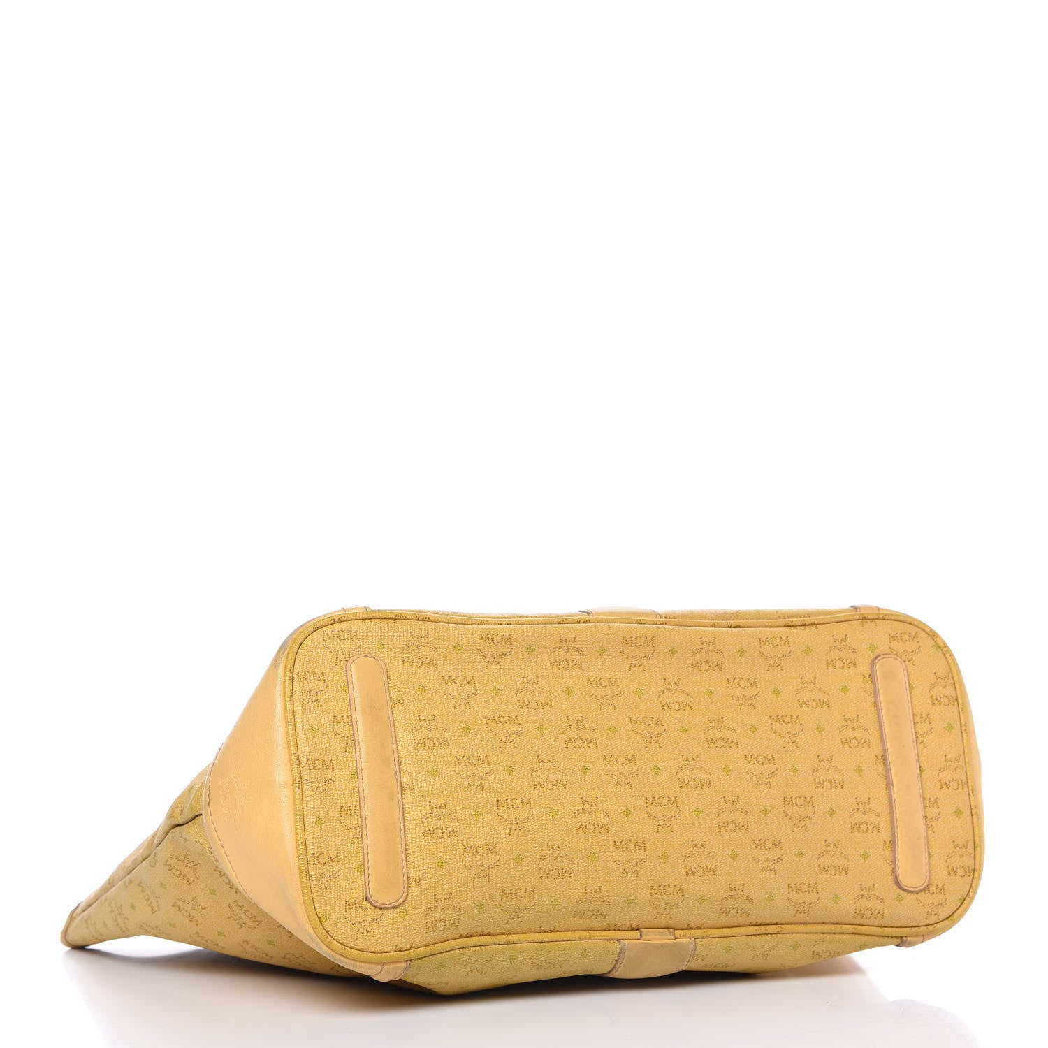 MCM Coated Canvas Shopper Tote Yellow 4 of 9