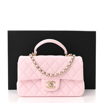 Chanel Lambskin Quilted Mini Top Handle Rectangular Flap Light Pink 11 of 11