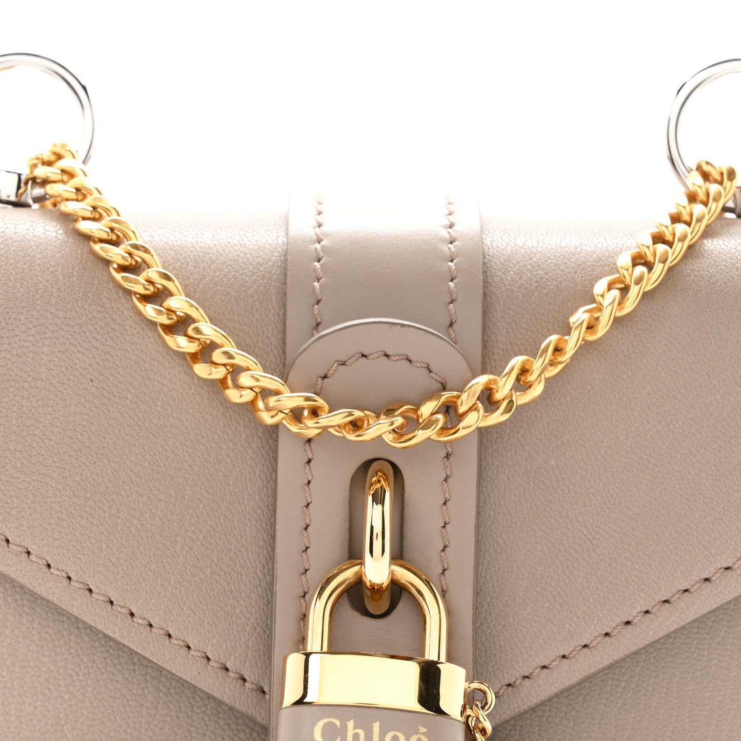 Shiny Goatskin Calfskin Mini Aby Chain Shoulder Bag Motty Grey