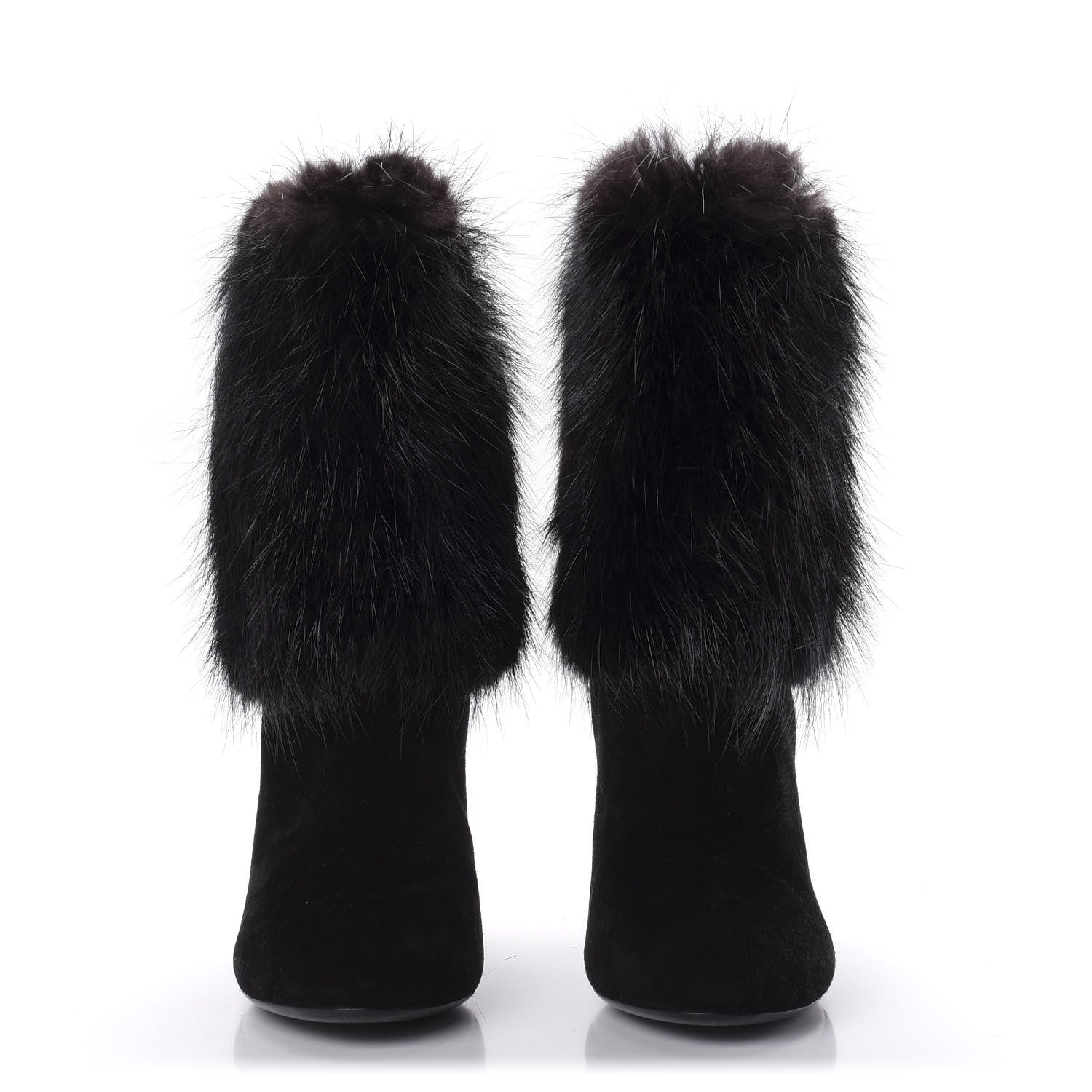 Louis Vuitton Suede Beaver Fur Glam Ankle Boots 39.5 Black 2 of 7