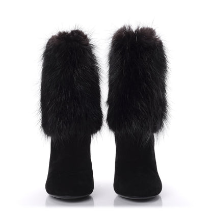 Louis Vuitton Suede Beaver Fur Glam Ankle Boots 39.5 Black 2 of 7