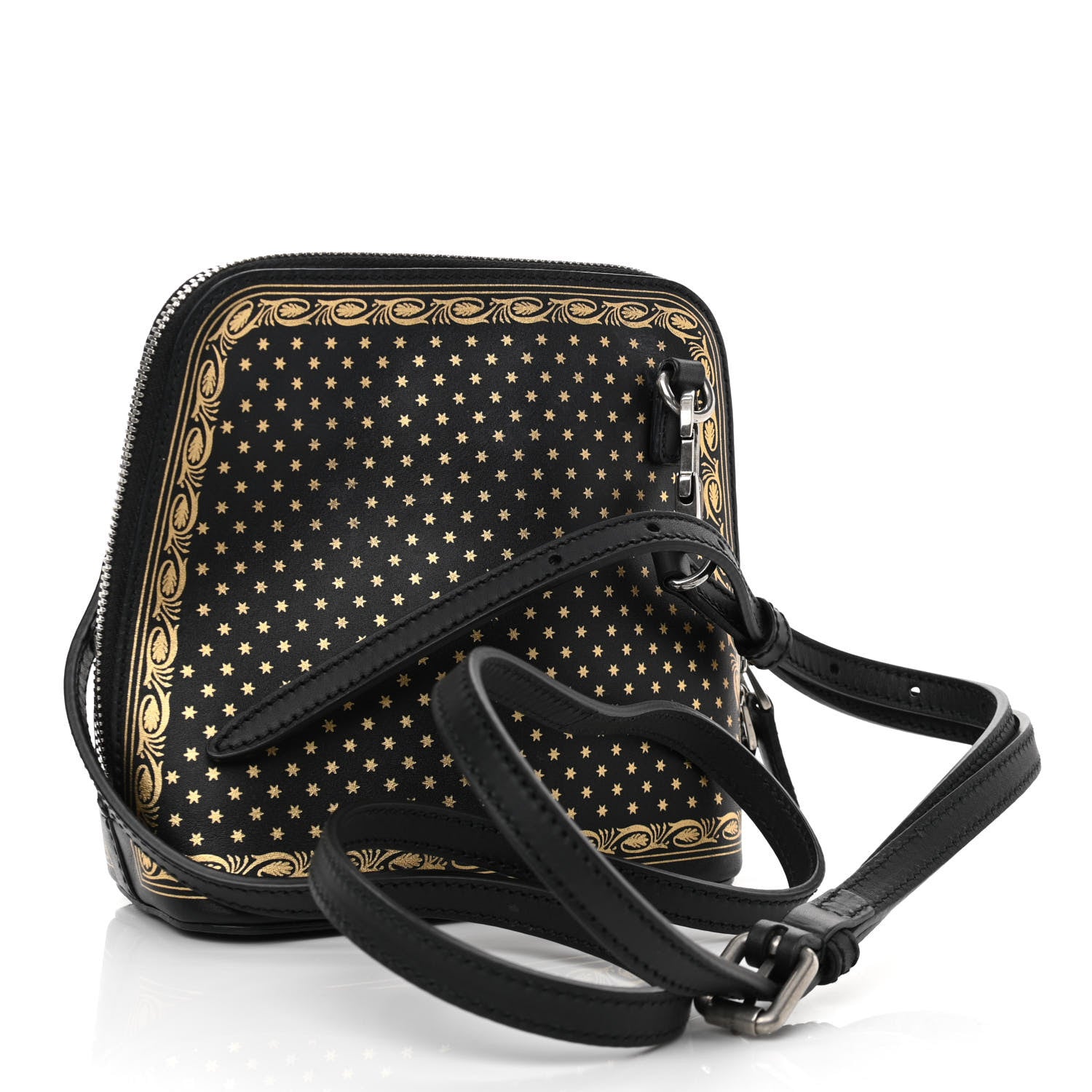Gucci X SEGA Calfskin GUCCY Stars Mini Dome Shoulder Bag Black Gold 3 of 10