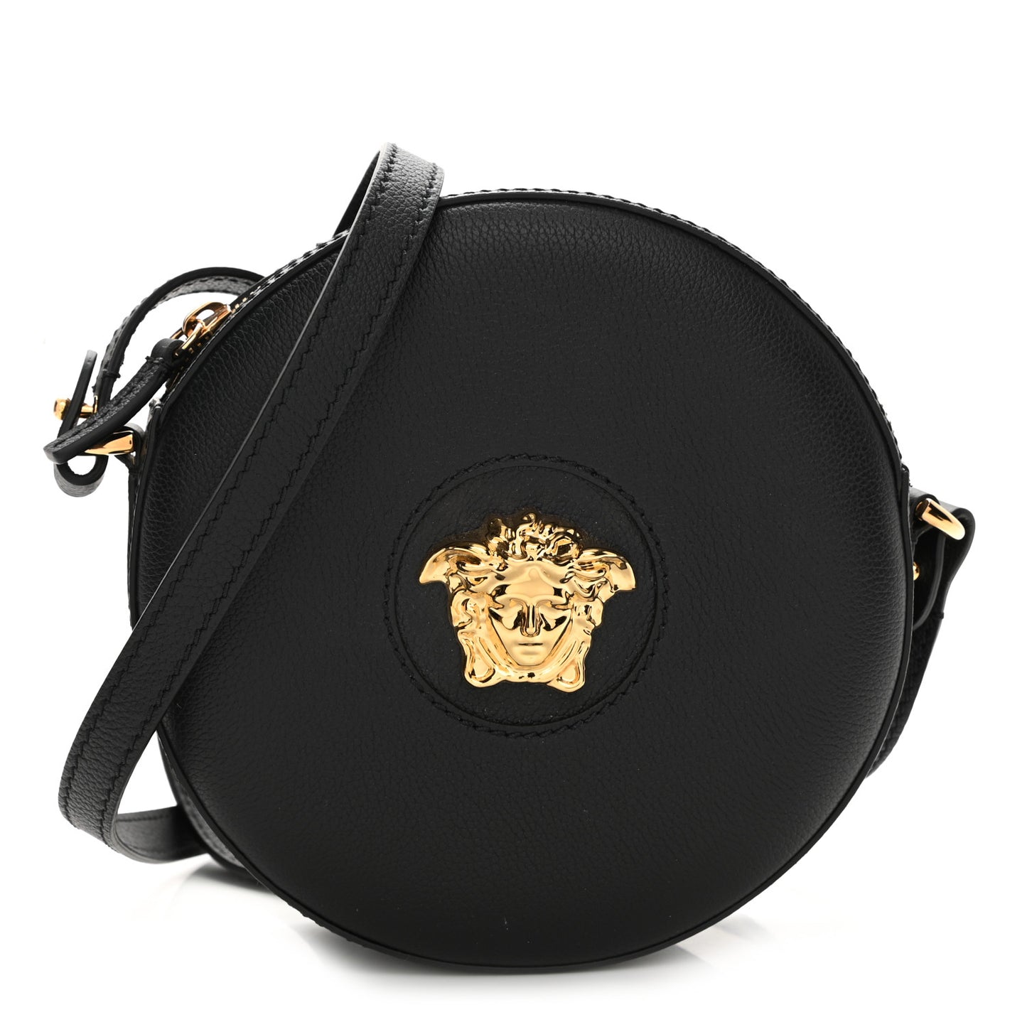 Calfskin La Medusa Round Camera Bag Black