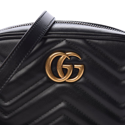 Gucci Calfskin Matelasse Mini GG Marmont Chain Shoulder Bag Black 8 of 10