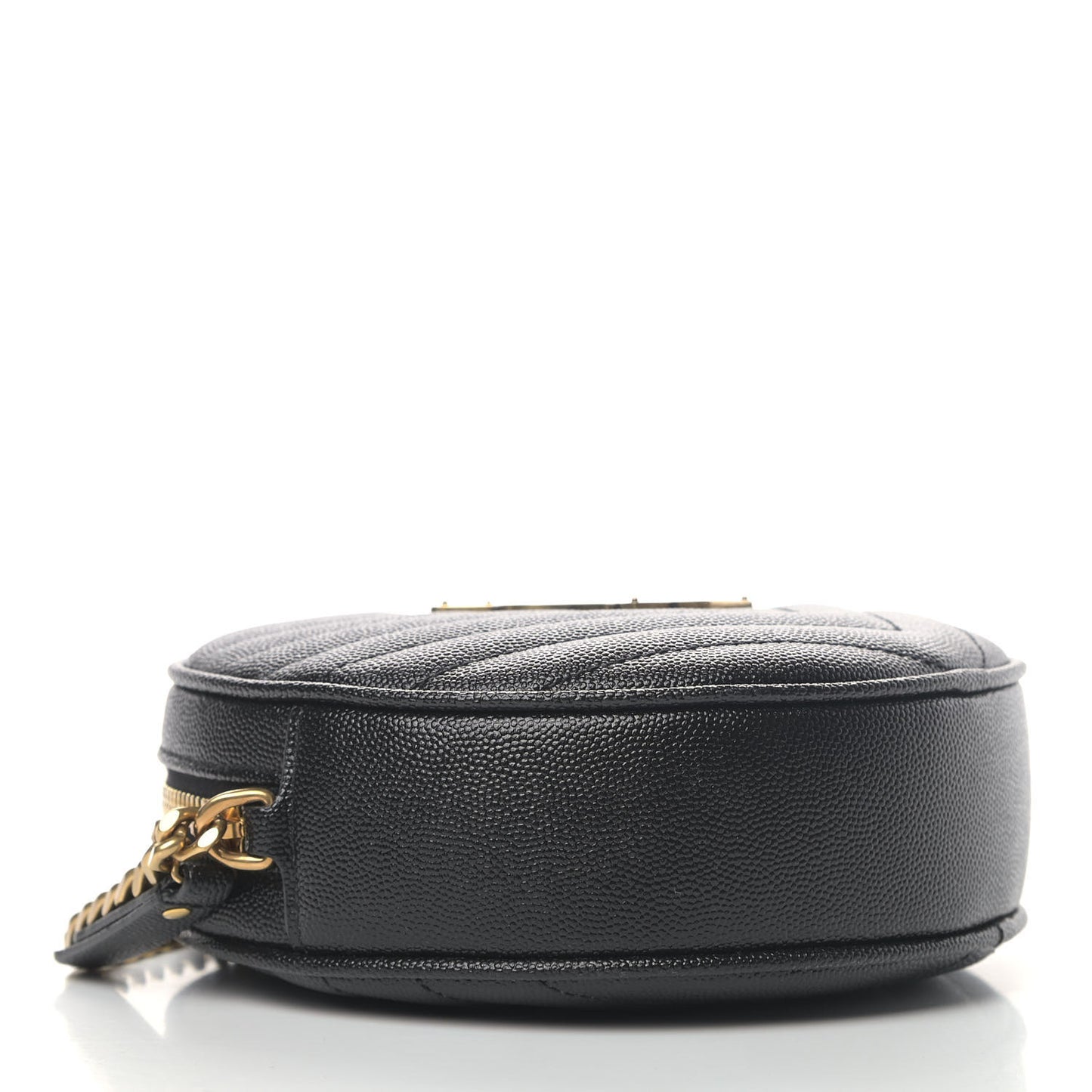 Grain De Poudre Matelasse Chevron Quilted Round Vinyle Camera Bag Black