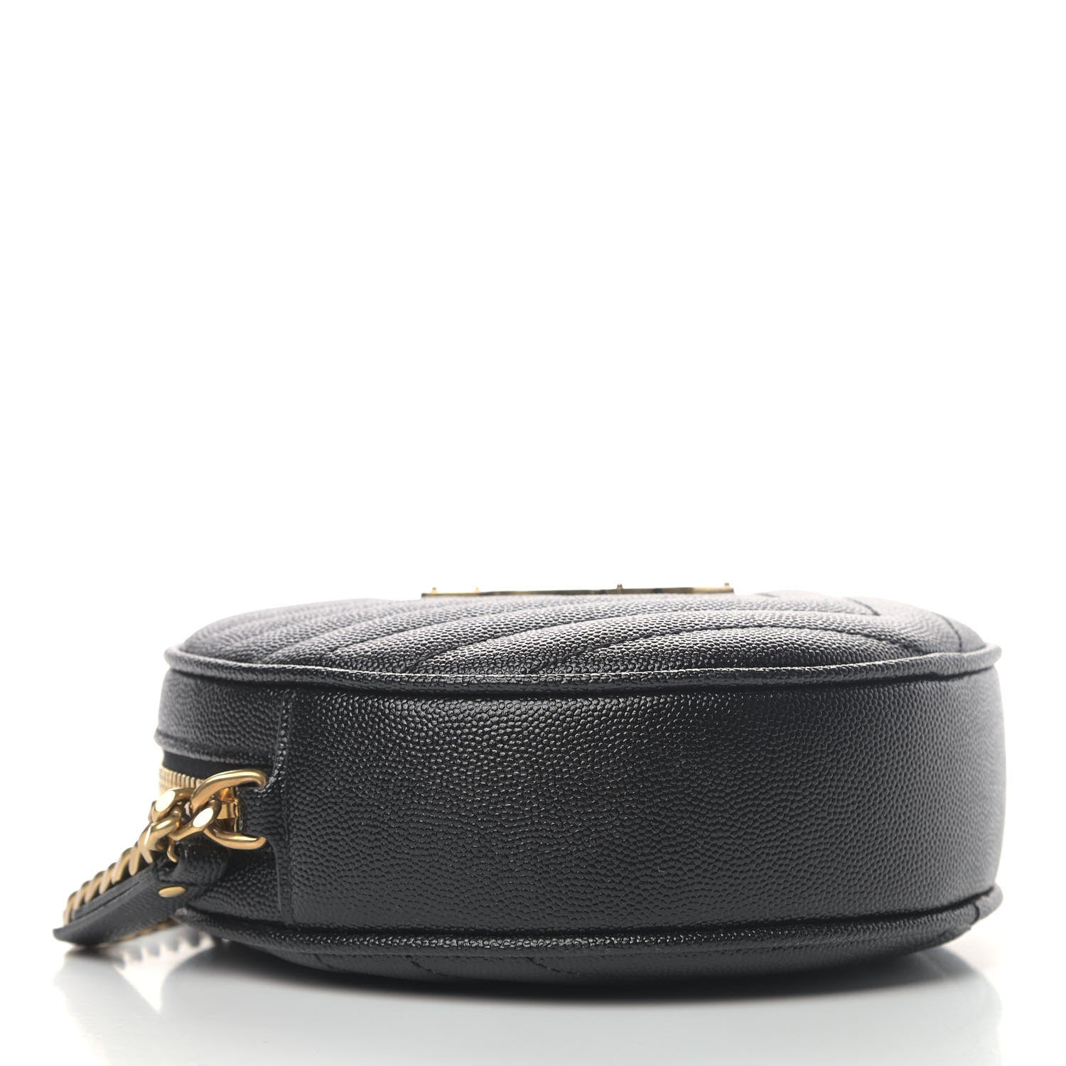 Saint Laurent Grain De Poudre Matelasse Chevron Quilted Round Vinyle Camera Bag Black 3 of 4
