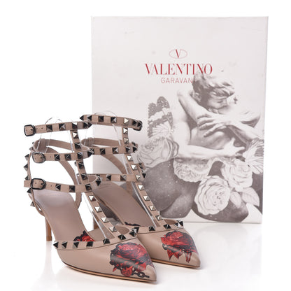 Valentino Garavani X UNDERCOVER Calfskin Rockstud Ankle Strap Low Heel Pumps 39.5 Poudre 9 of 9