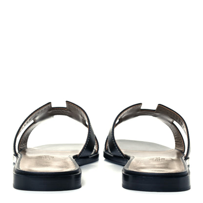 Hermes Box Calfskin Oran Sandals 38 Black 6 of 11