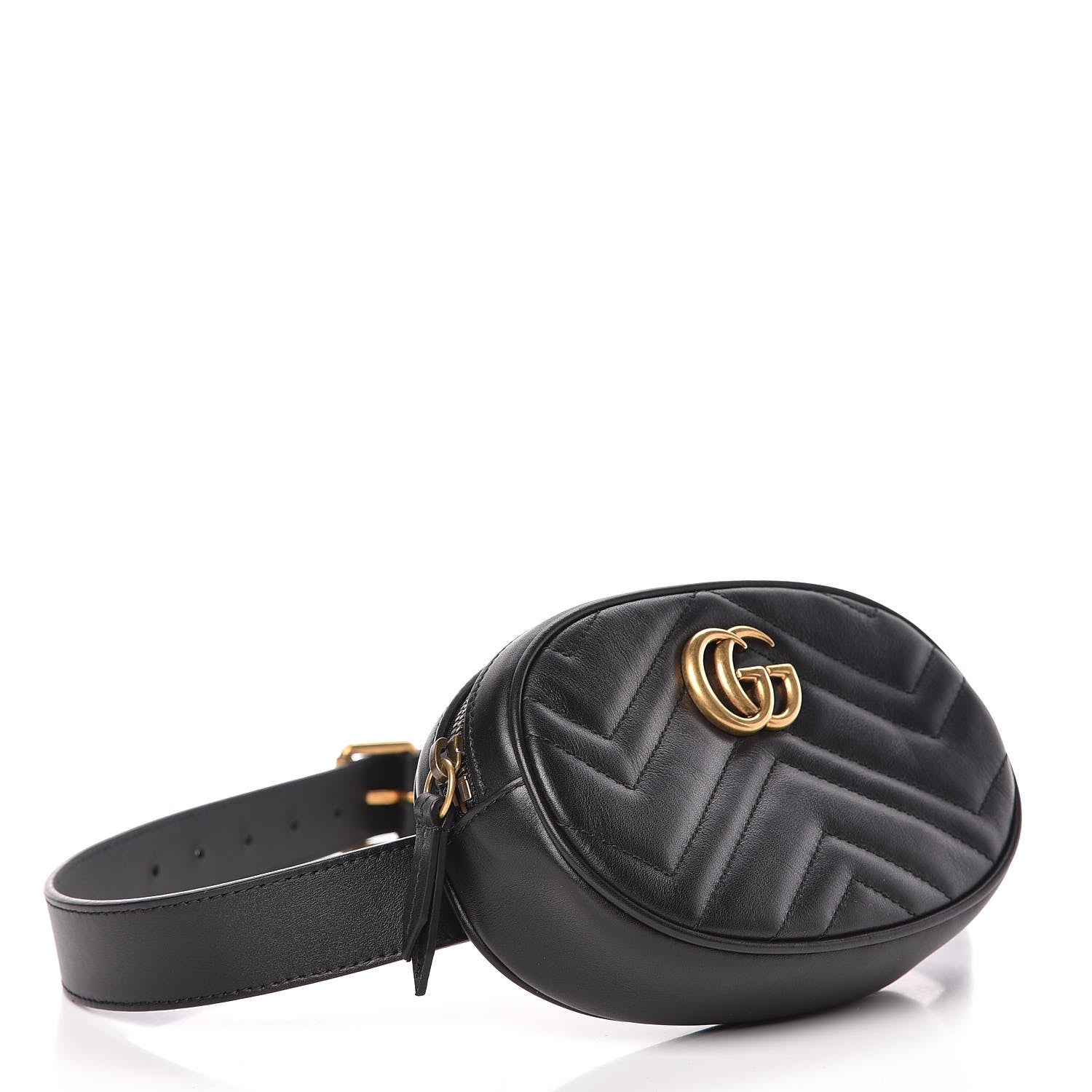 Gucci Calfskin Matelasse GG Marmont Belt Bag 85 34 Black 4 of 10