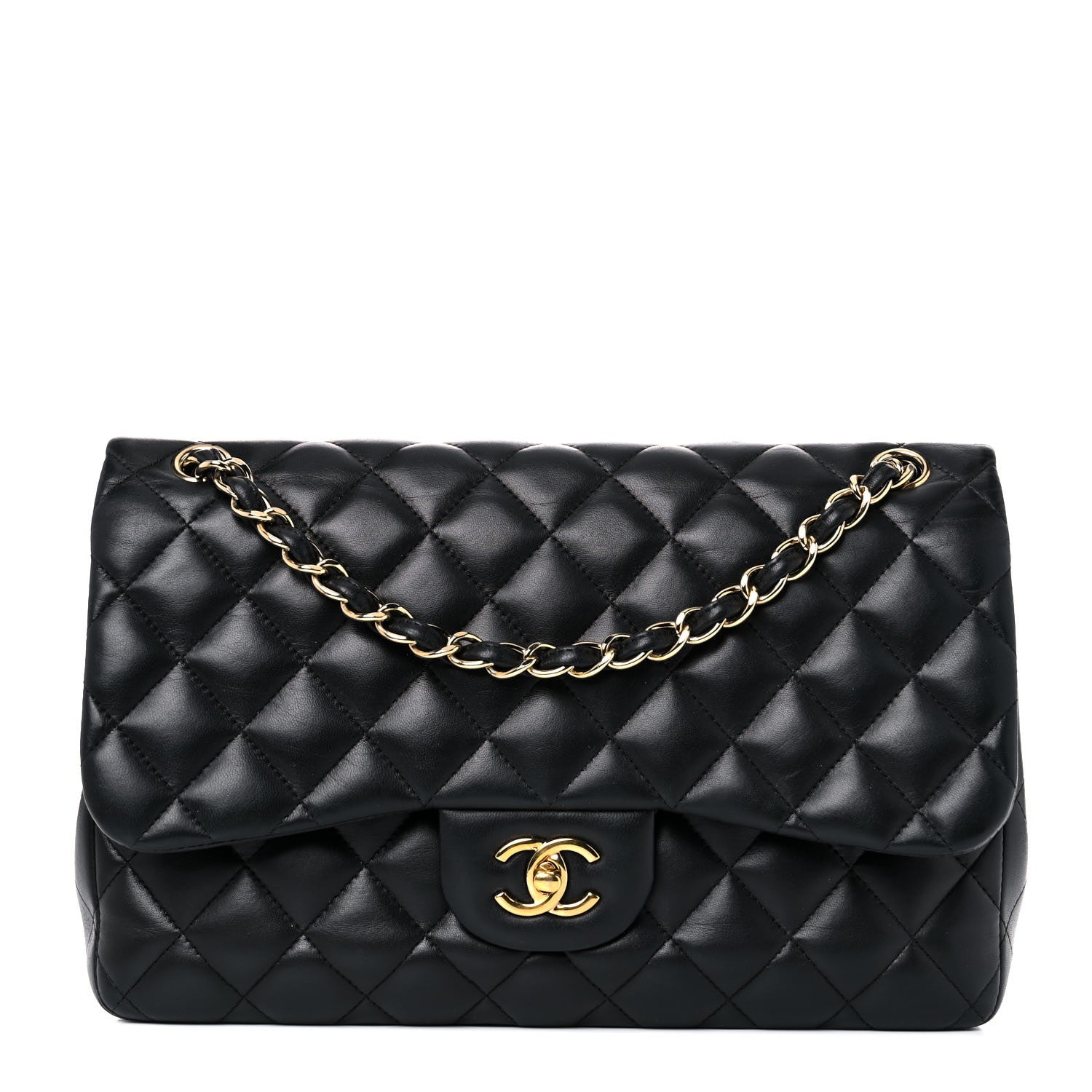 Chanel Lambskin Quilted Jumbo Double Flap Black 1 of 16