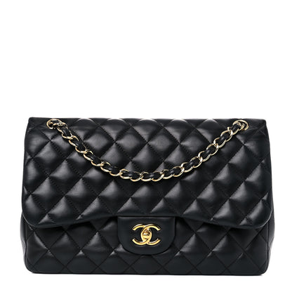 Chanel Lambskin Quilted Jumbo Double Flap Black 1 of 16