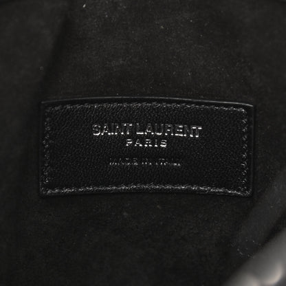 Saint Laurent Woven Wool Embroidered Baby Emmanuelle Bucket Bag Black 6 of 9