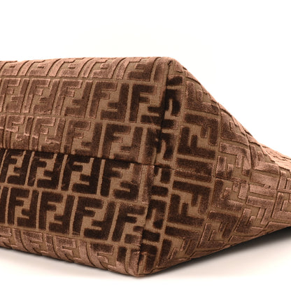 Fendi Velluto Jacquard Vitello Grace FF Large Reversible Shopping Tote Chocolate 10 of 10