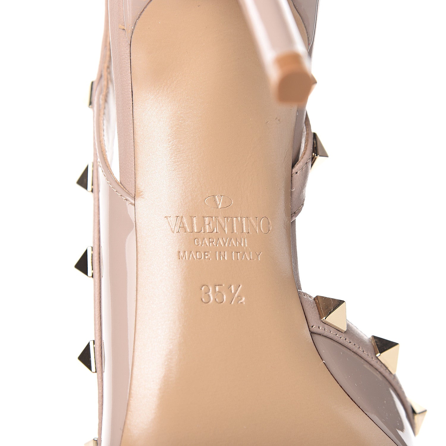 Valentino Garavani Patent Rockstud Half D'Orsay Slingback 85mm Pumps 35.5 Poudre 6 of 9