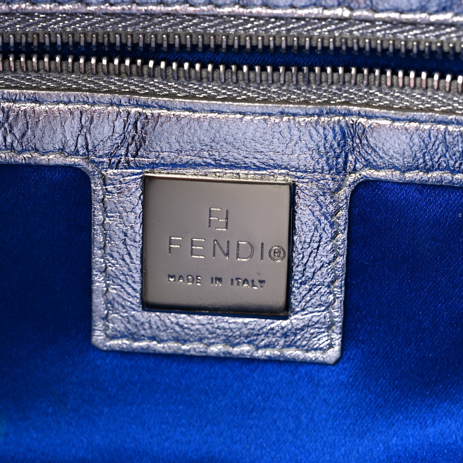 Fendi Metallic Calfskin Baguette Silver 6 of 14