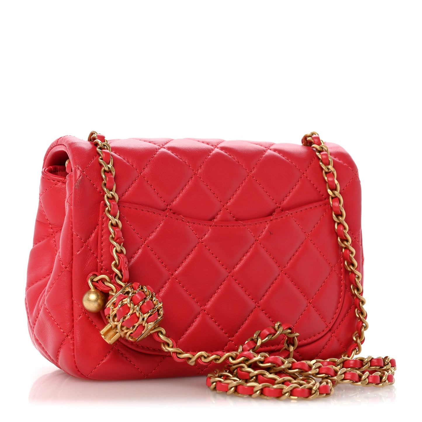 Lambskin Quilted Mini Pearl Crush Flap Pink